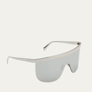 CELINE
Men's Moon Mirror Lens Metal Shield Sunglasses